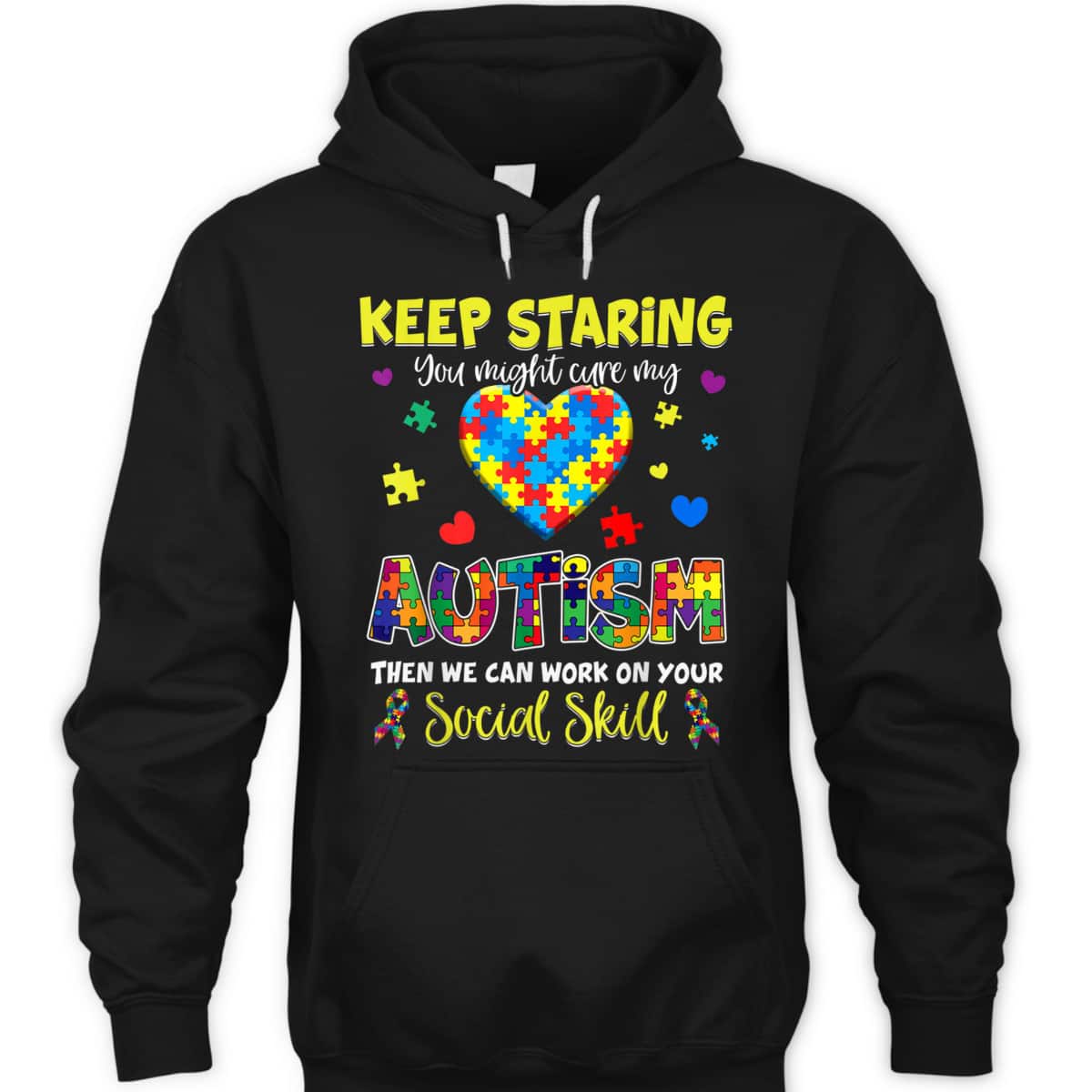 Keep Staring You Might Cure My Autism Awareness Puzzle Gift T-Shirt