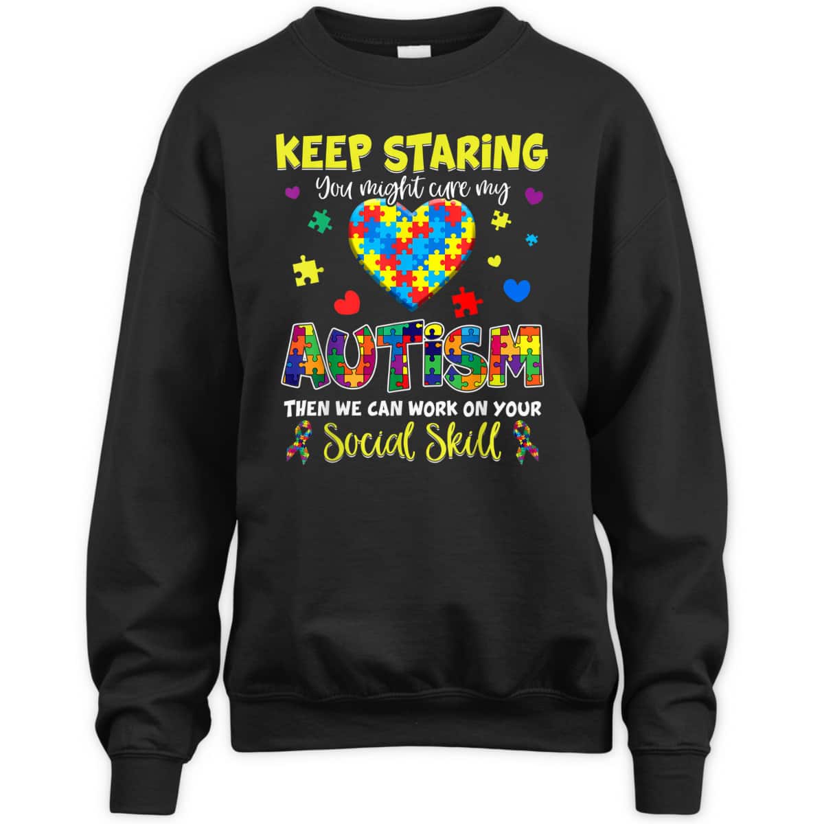 Keep Staring You Might Cure My Autism Awareness Puzzle Gift T-Shirt