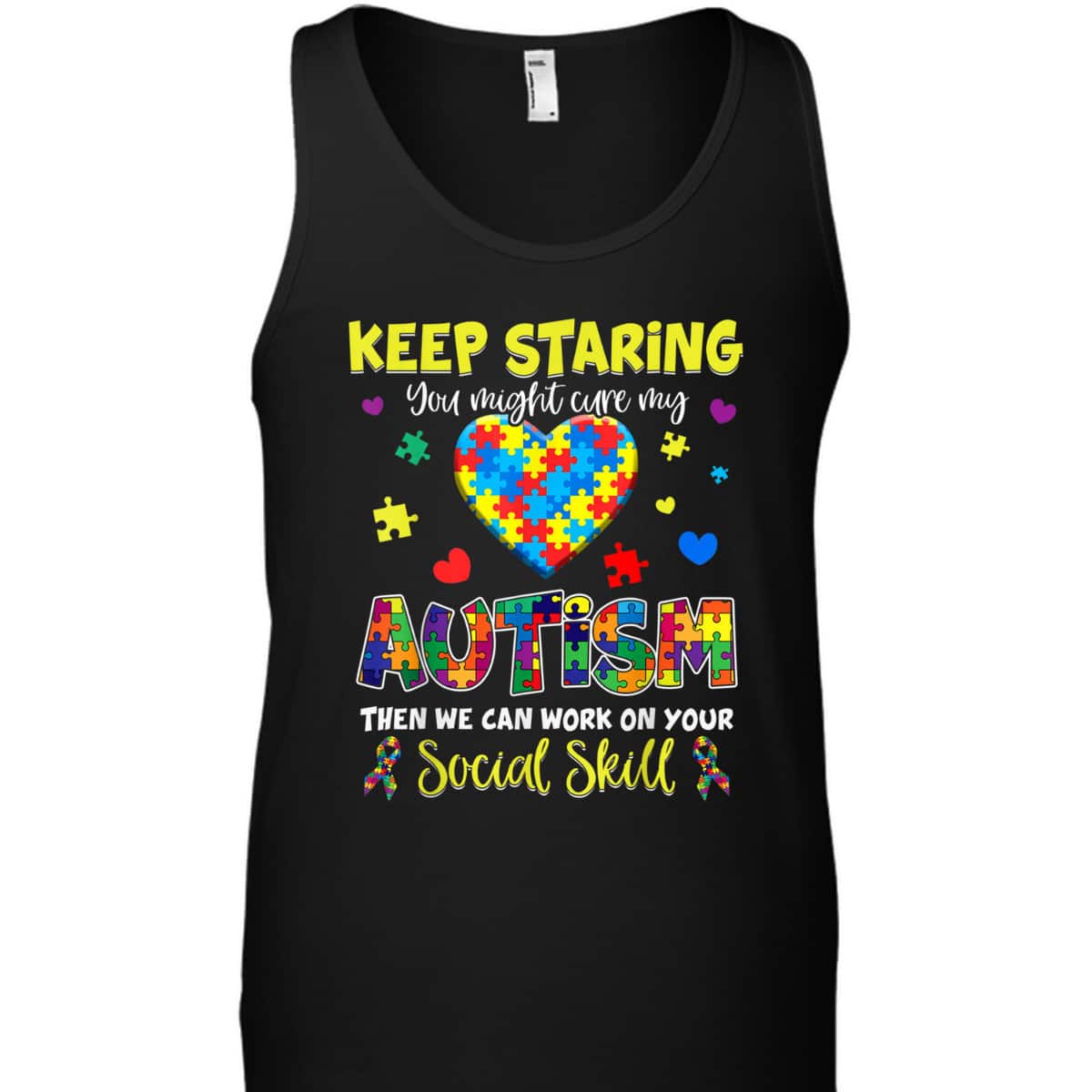 Keep Staring You Might Cure My Autism Awareness Puzzle Gift T-Shirt