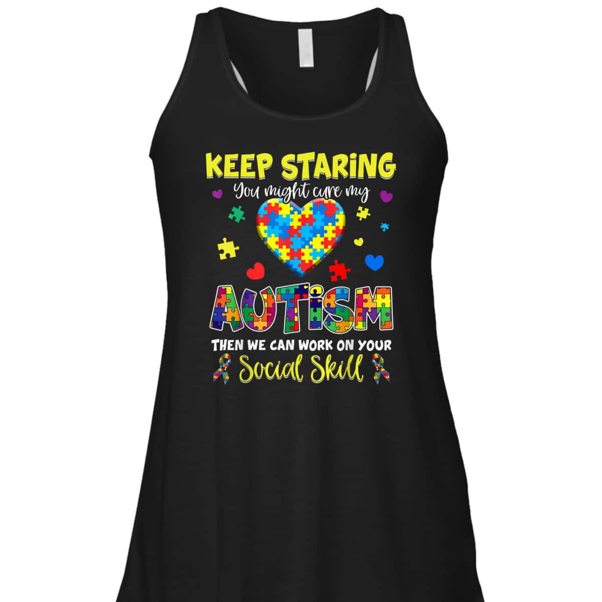 Keep Staring You Might Cure My Autism Awareness Puzzle Gift T-Shirt