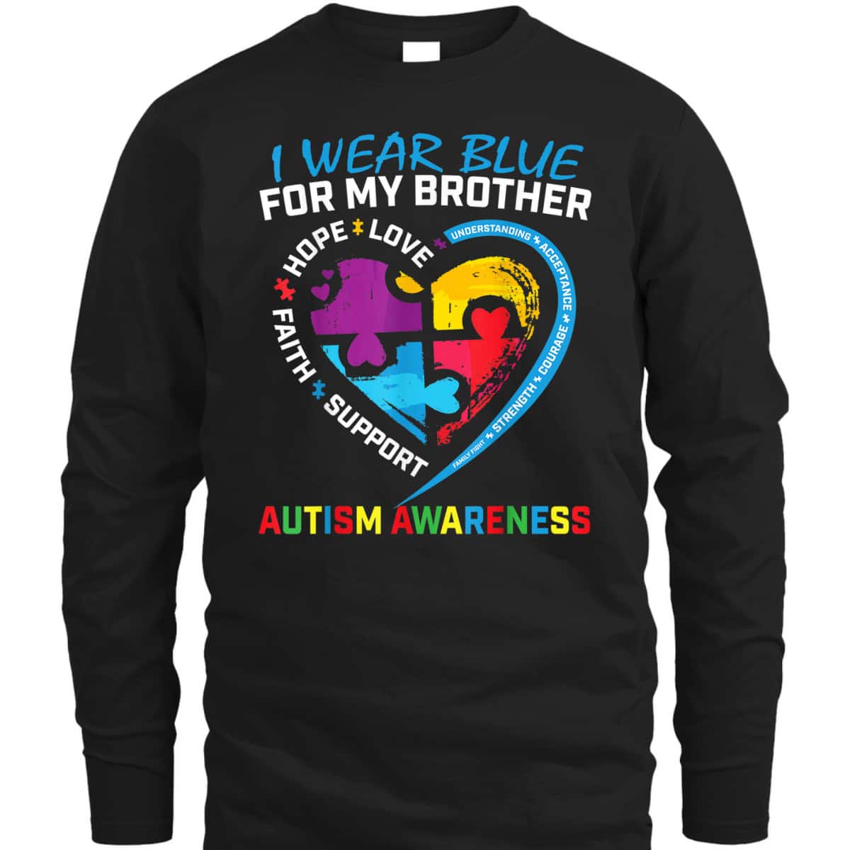 I Wear Blue For My Brother Autism Awareness Puzzle Kids Boys T-Shirt I Wear Blue For My Brother Autism Awareness Puzzle Kids Boys T-Shirt