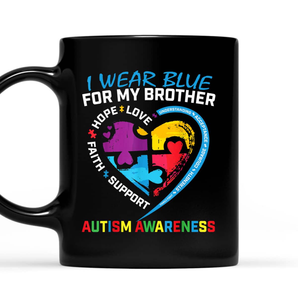 I Wear Blue For My Brother Autism Awareness Puzzle Kids Boys T-Shirt