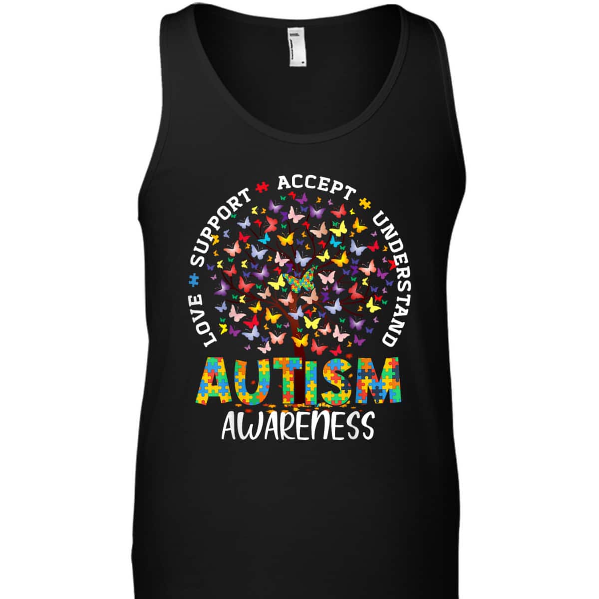 Butterfly Tree Autism Love Accept Support Autism Month T-Shirt