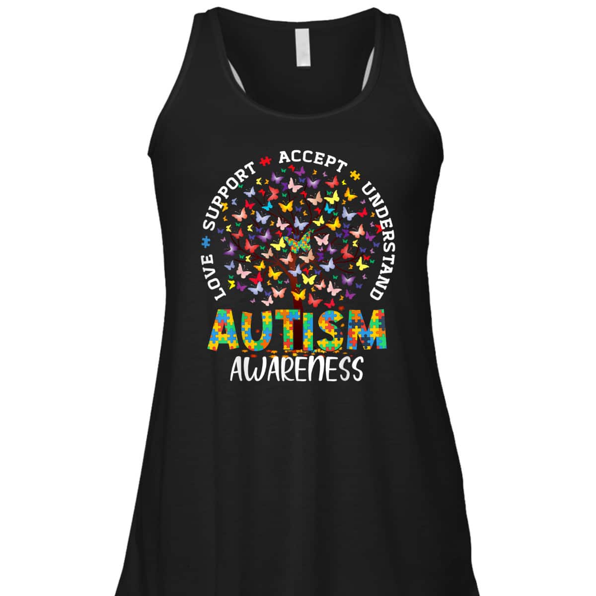 Butterfly Tree Autism Love Accept Support Autism Month T-Shirt