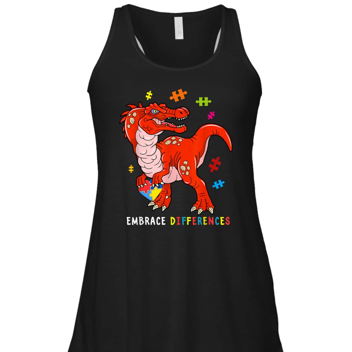 Dinosaur Puzzle Piece Autism Awareness T-Rex Boys T-Shirt