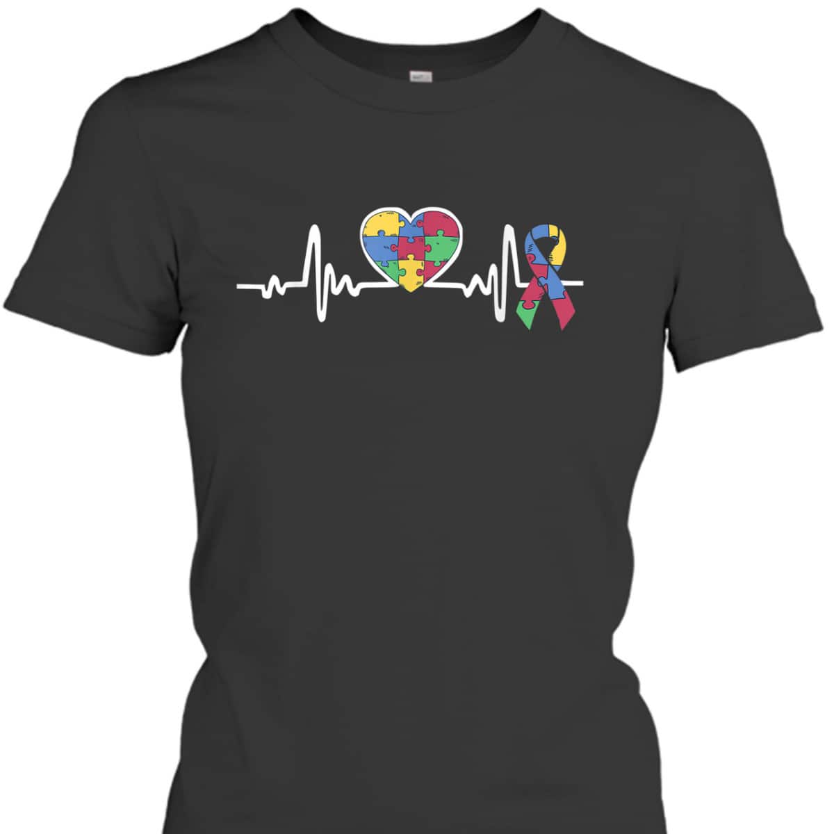 Autism Awareness Month Heartbeat Puzzle Heart T-Shirt