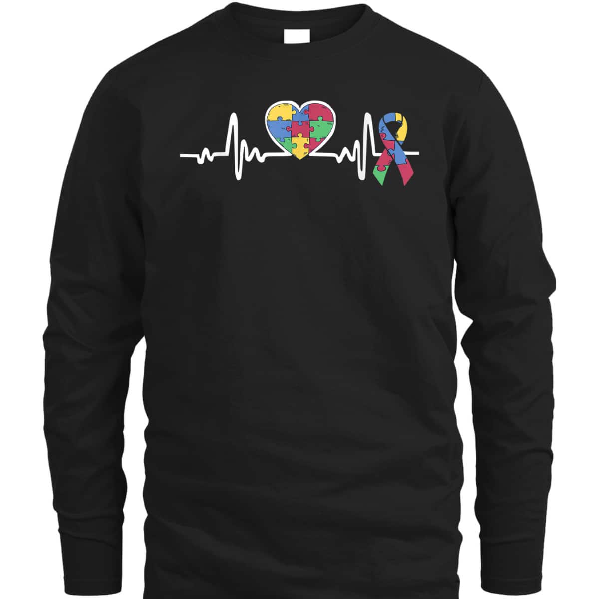 Autism Awareness Month Heartbeat Puzzle Heart T-Shirt