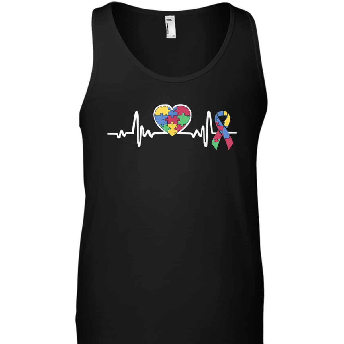 Autism Awareness Month Heartbeat Puzzle Heart T-Shirt