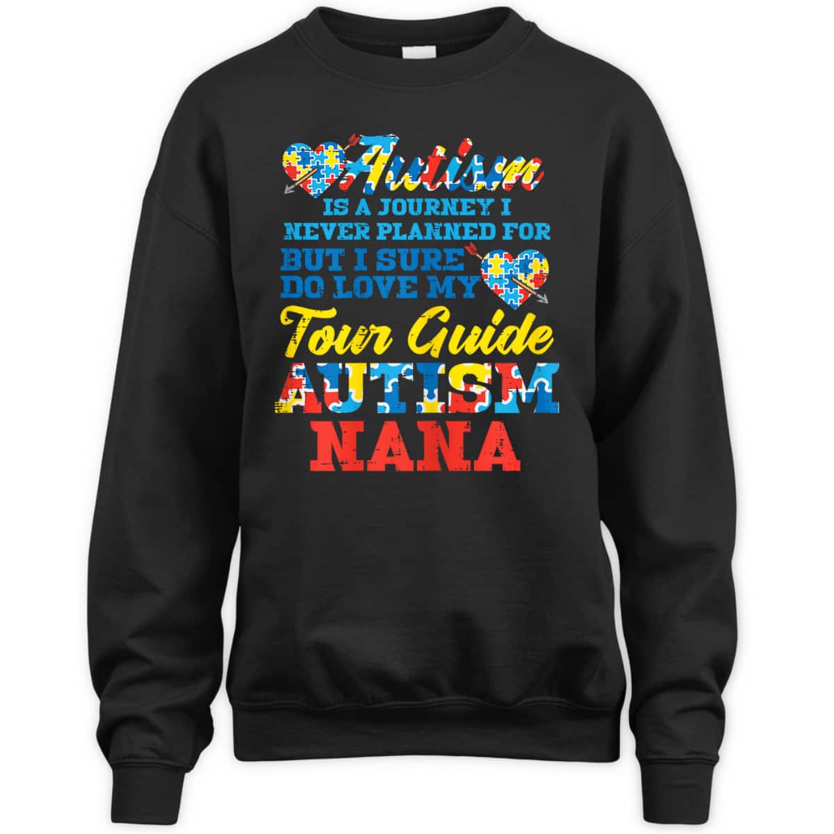 Womens Autism Journey Never Planned Tour Guide Nana Grandma T-Shirt