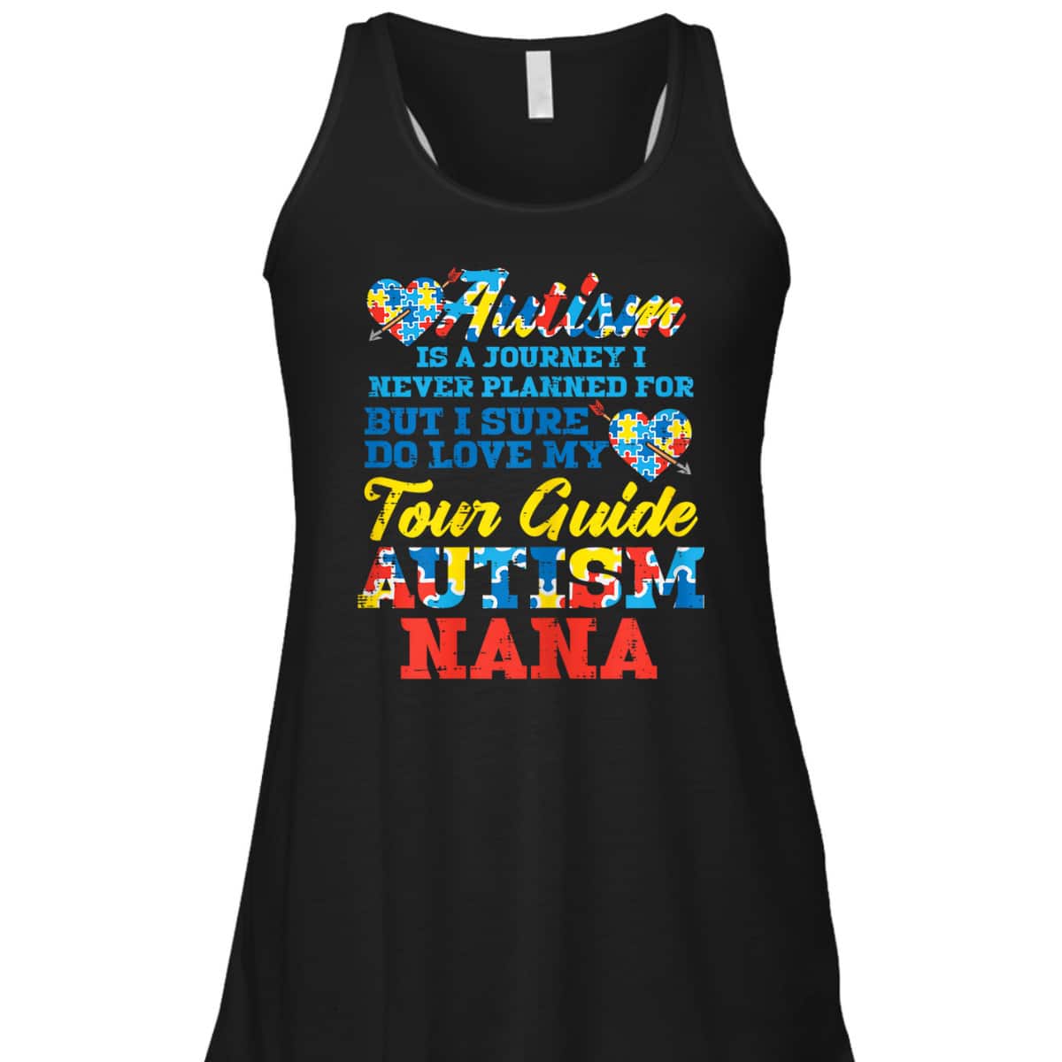 Womens Autism Journey Never Planned Tour Guide Nana Grandma T-Shirt