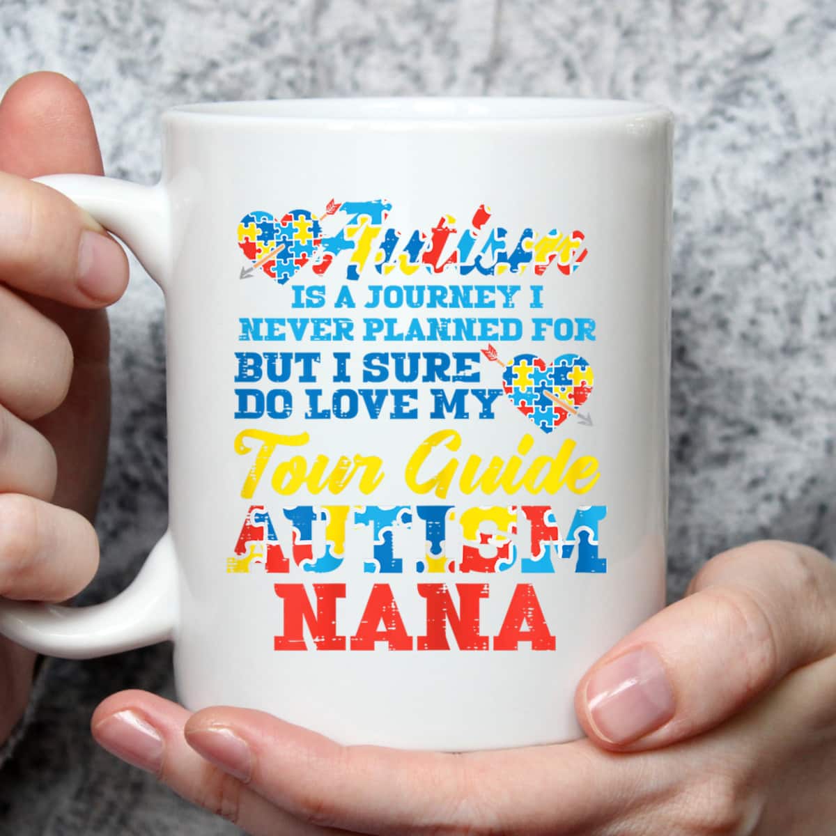 Womens Autism Journey Never Planned Tour Guide Nana Grandma T-Shirt
