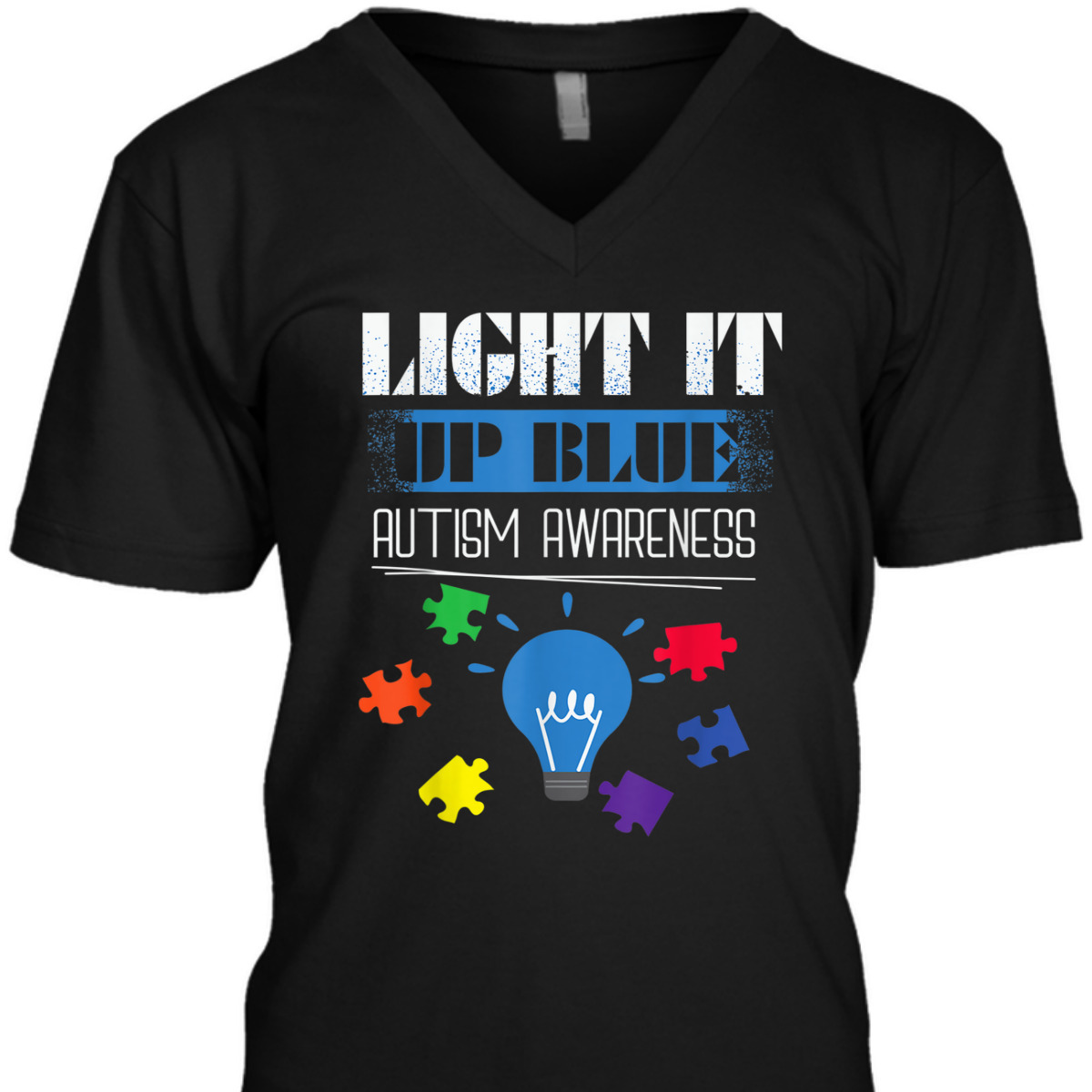 Autism Awareness Light It Up Blue Puzzle T-Shirt