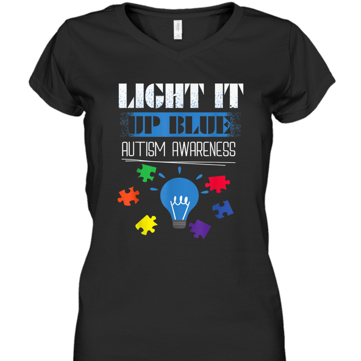 Autism Awareness Light It Up Blue Puzzle T-Shirt