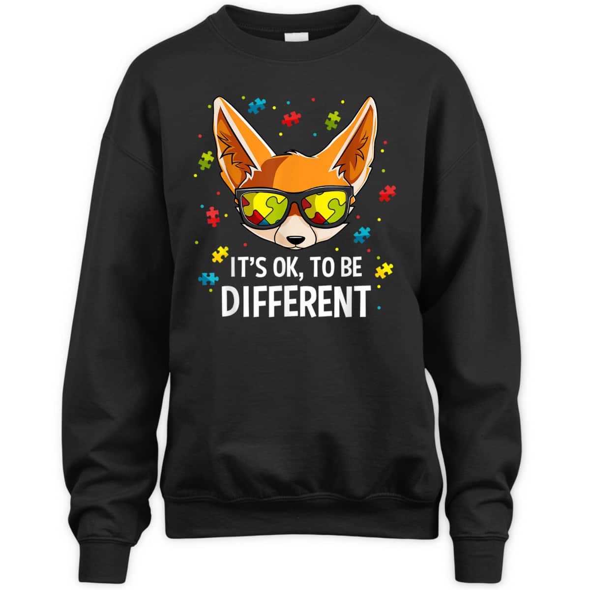 Autism Awareness Puzzle Piece Fox Boys Kids Gift T-Shirt