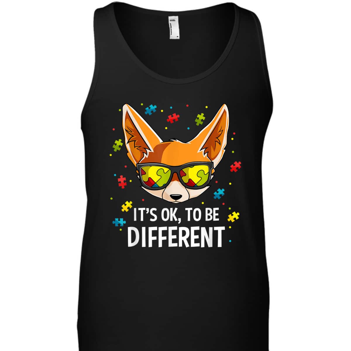 Autism Awareness Puzzle Piece Fox Boys Kids Gift T-Shirt