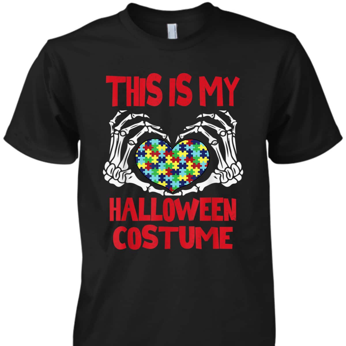 This Is My Halloween Costume Skeleton Hands Autism Awareness T-Shirt