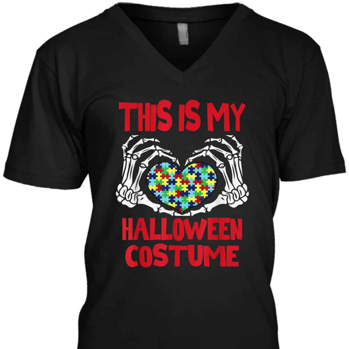 This Is My Halloween Costume Skeleton Hands Autism Awareness T-Shirt
