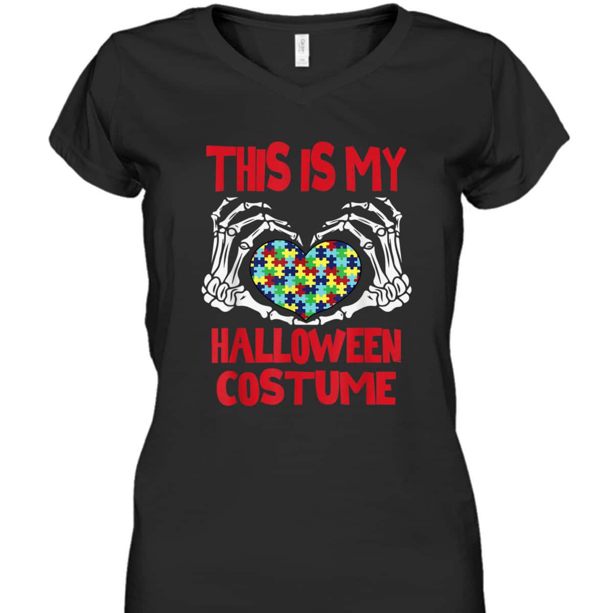 This Is My Halloween Costume Skeleton Hands Autism Awareness T-Shirt