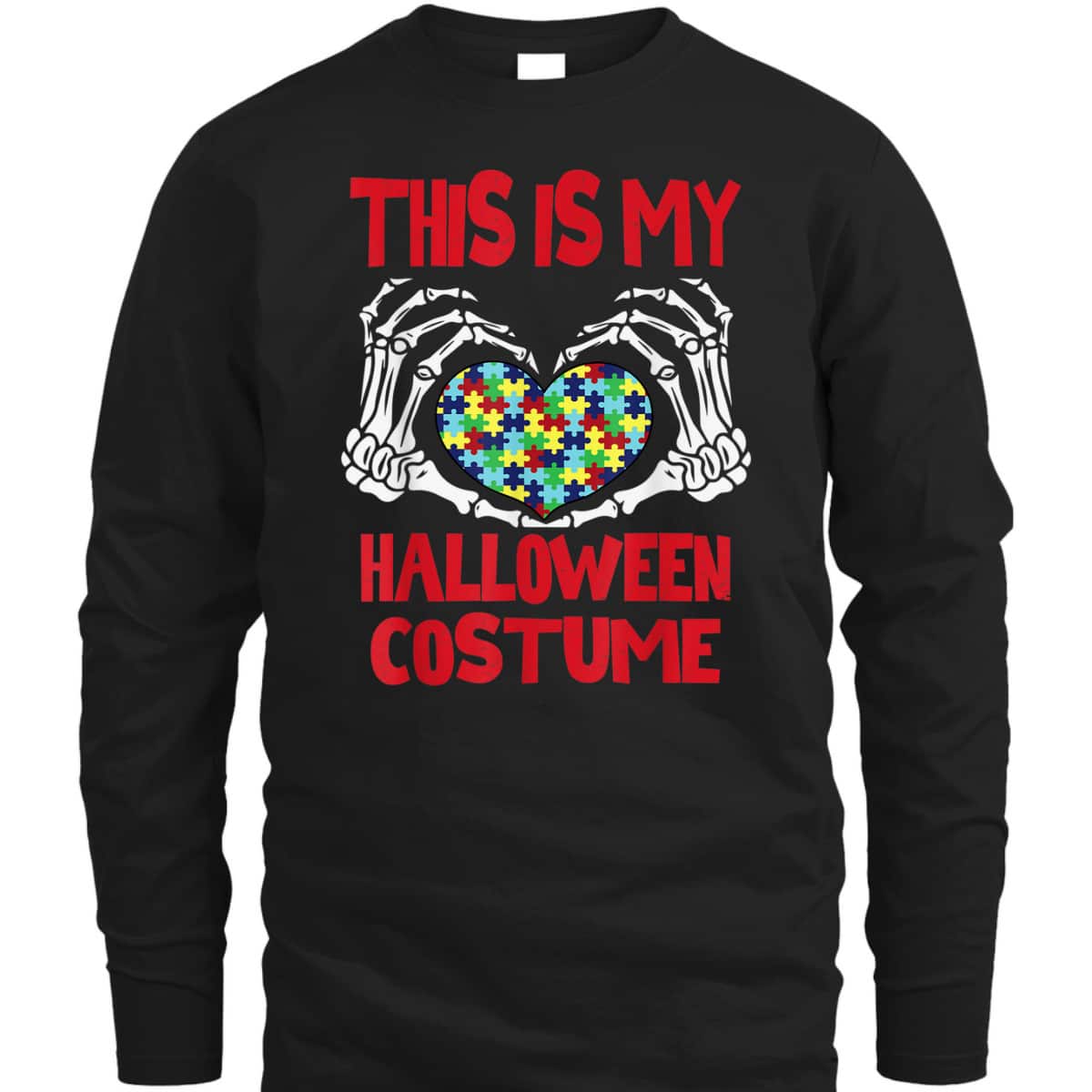 This Is My Halloween Costume Skeleton Hands Autism Awareness T-Shirt