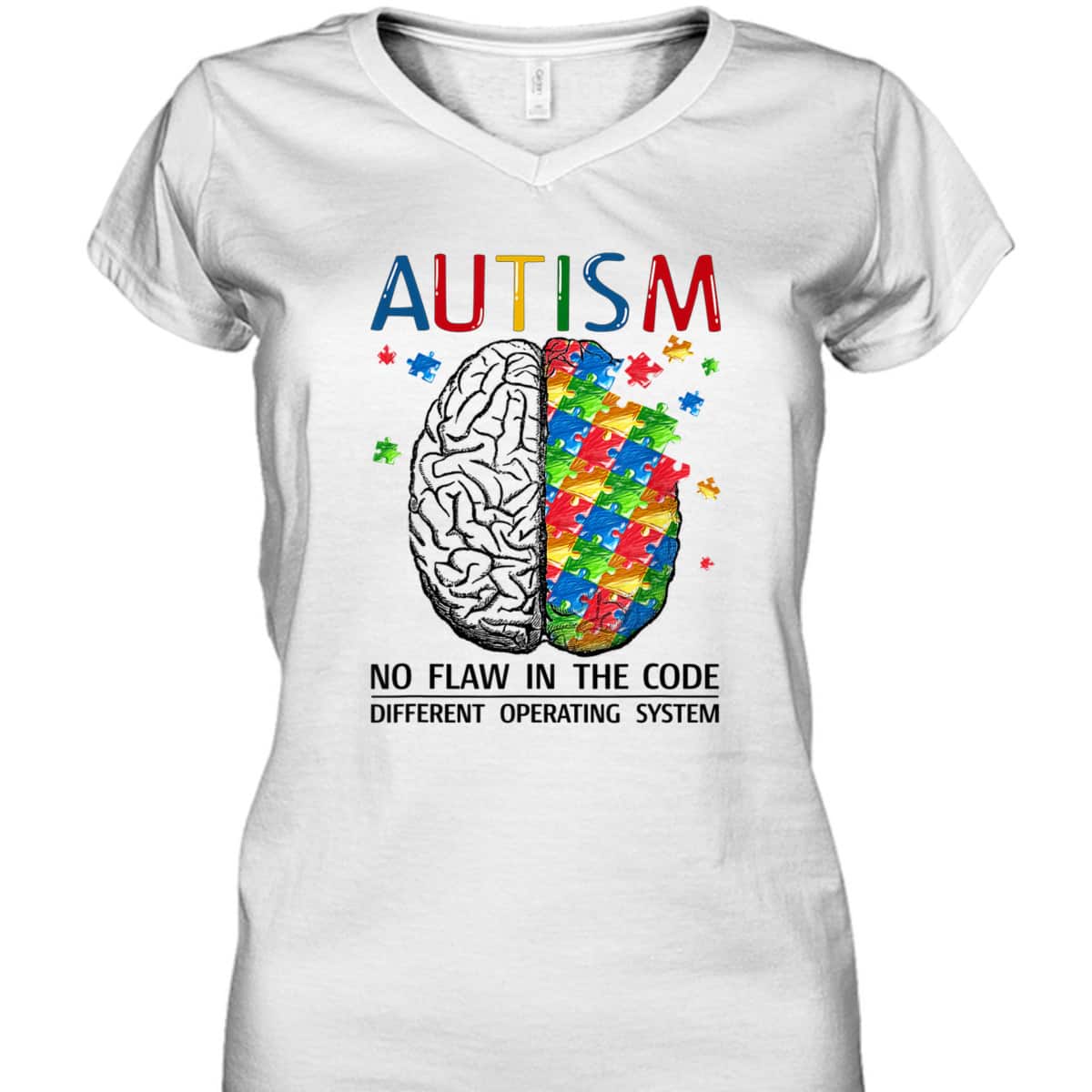 Autism No Flaw In The Code Autistic Brain Autism Awareness T-Shirt