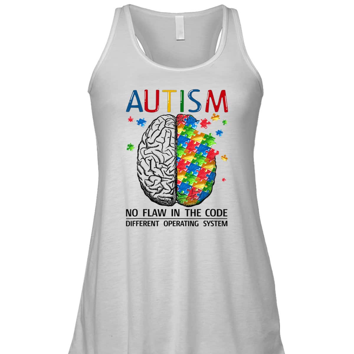 Autism No Flaw In The Code Autistic Brain Autism Awareness T-Shirt