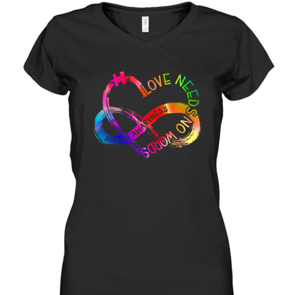 Infinity Heart Love Autism Awareness Needs No Words Tie Dye T-Shirt
