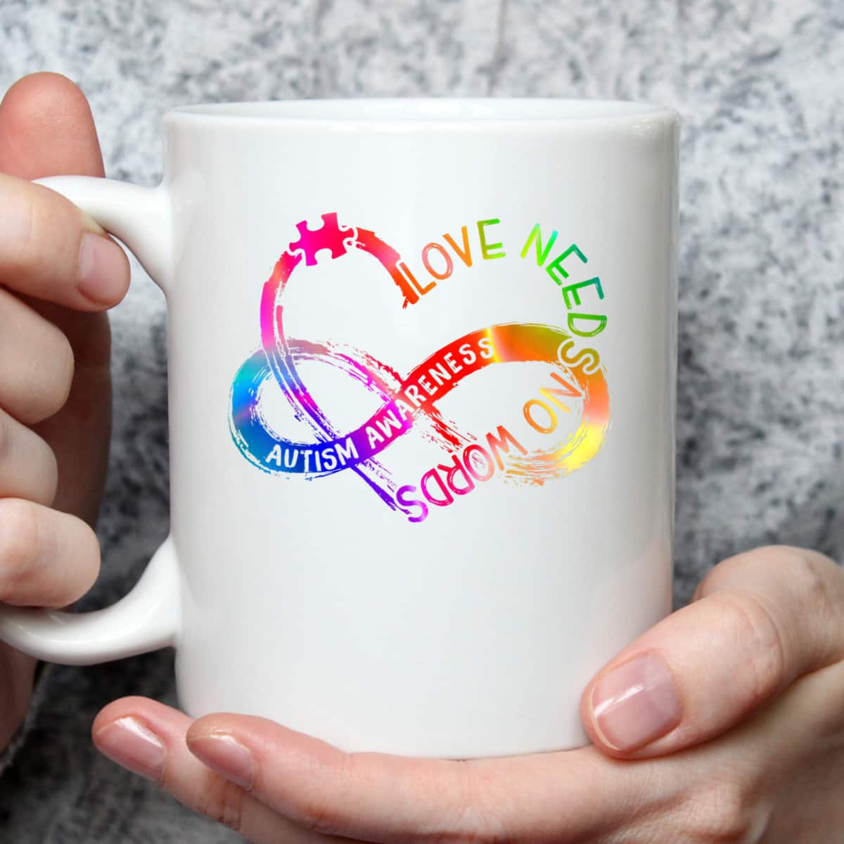 Infinity Heart Love Autism Awareness Needs No Words Tie Dye T-Shirt