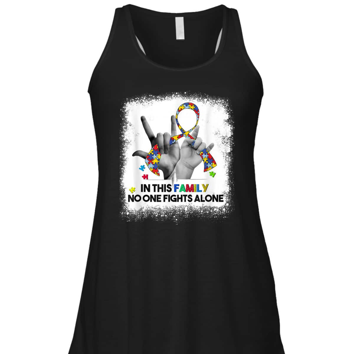 In This Family No One Fights Autism Alone Autism Awareness T-Shirt