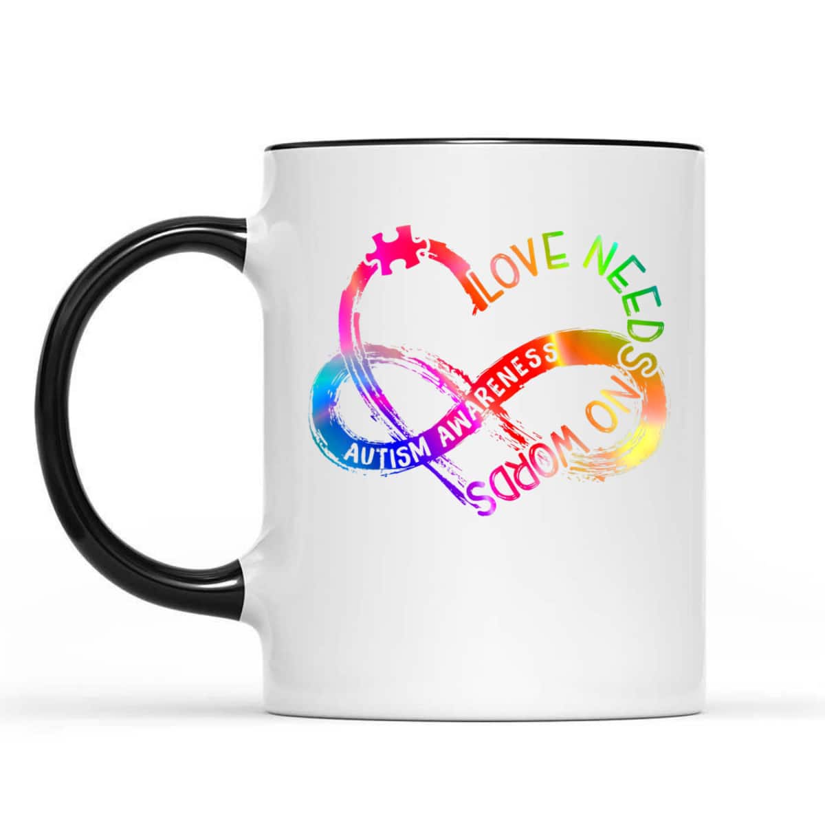 Infinity Heart Love Autism Awareness Needs No Words Tie Dye T-Shirt