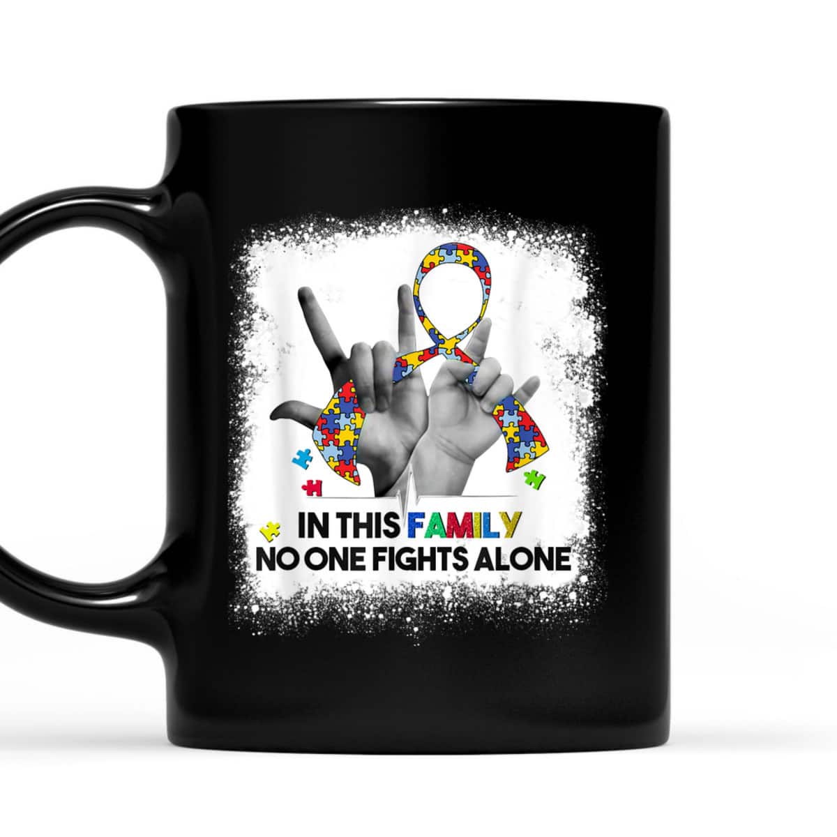 In This Family No One Fights Autism Alone Autism Awareness T-Shirt