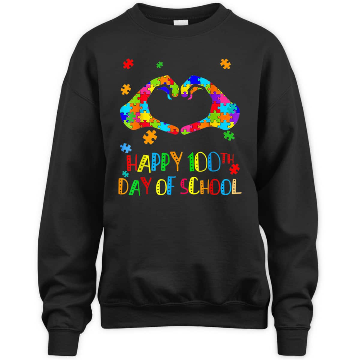 Heart 100th Day Of School Teacher Autism Awareness T-Shirt