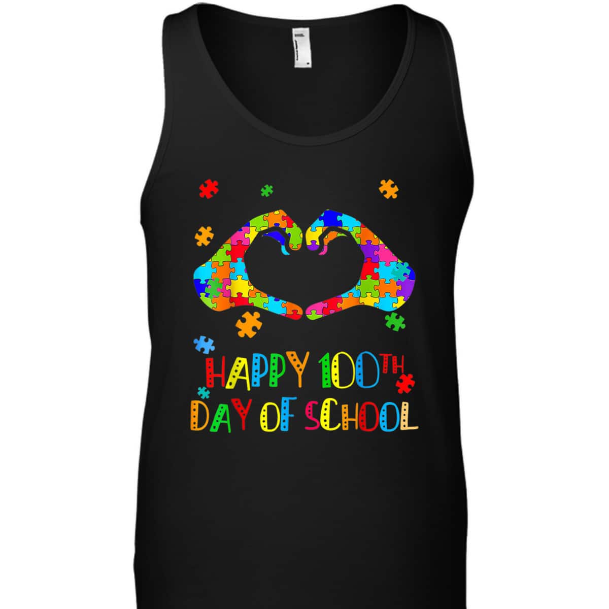 Heart 100th Day Of School Teacher Autism Awareness T-Shirt