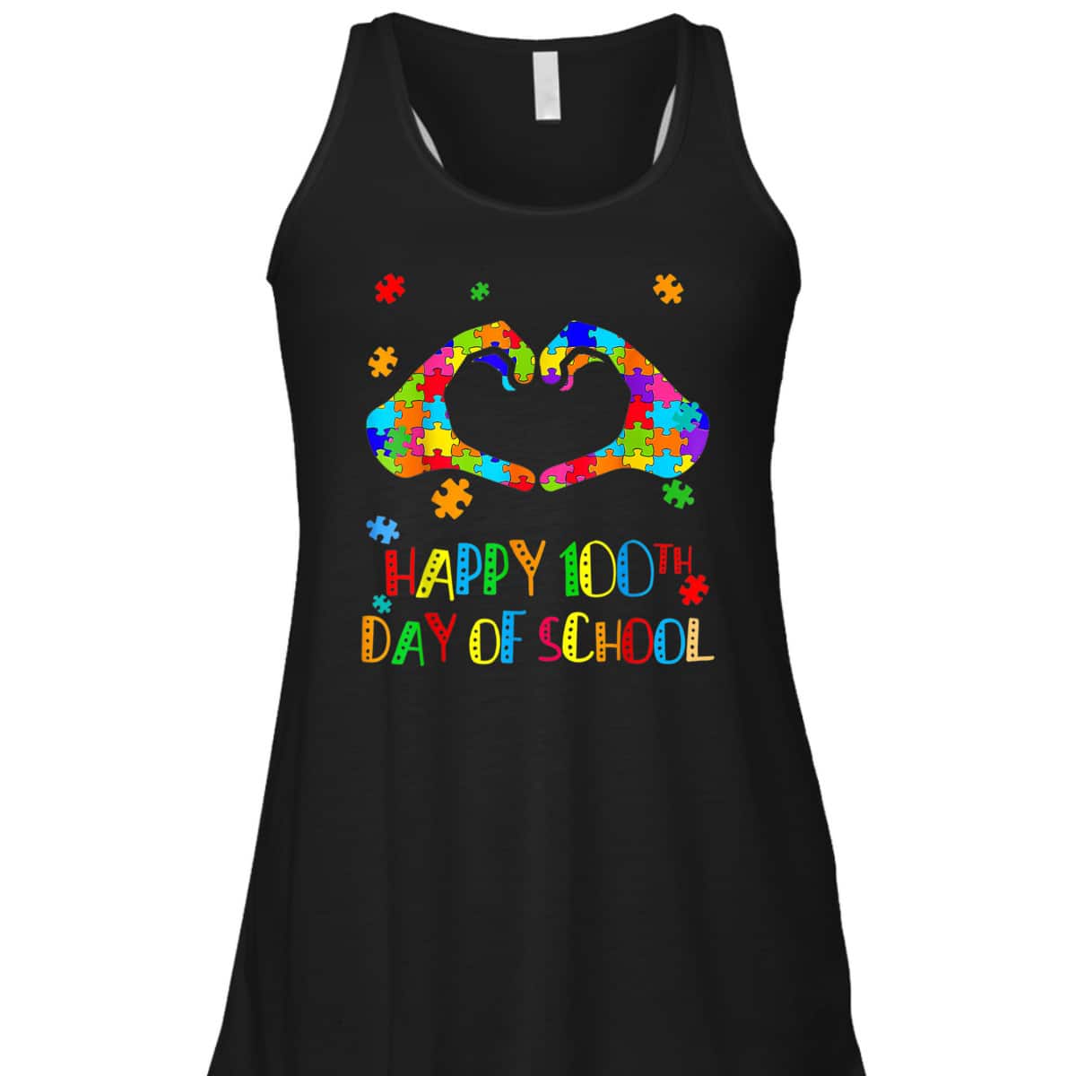 Heart 100th Day Of School Teacher Autism Awareness T-Shirt Heart 100th Day Of School Teacher Autism Awareness T-Shirt