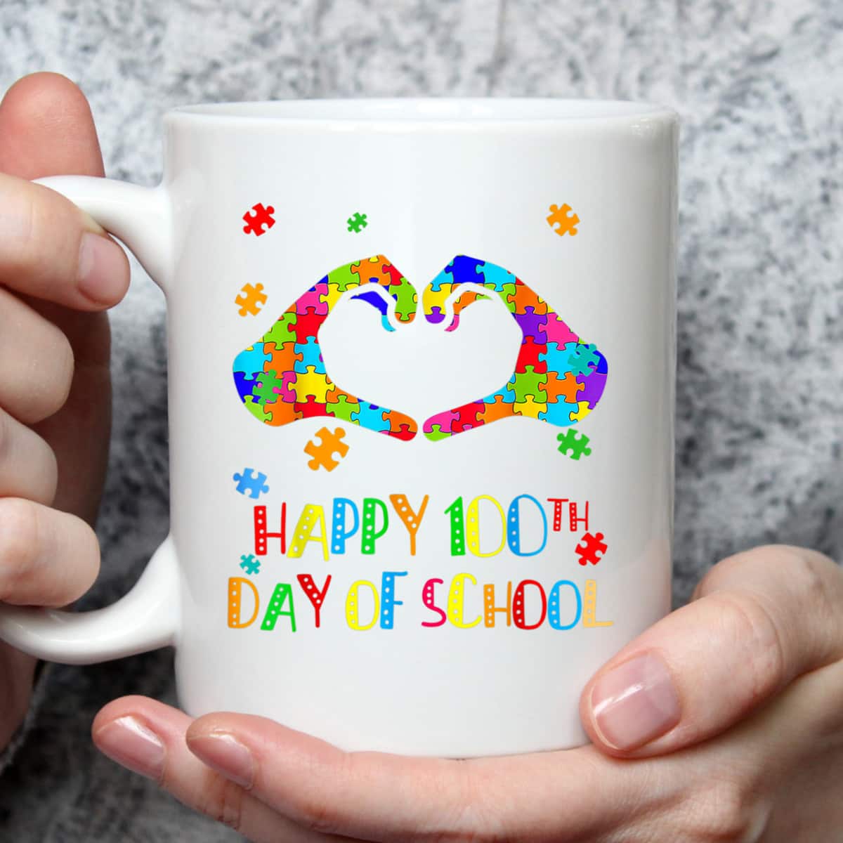 Heart 100th Day Of School Teacher Autism Awareness T-Shirt Heart 100th Day Of School Teacher Autism Awareness T-Shirt