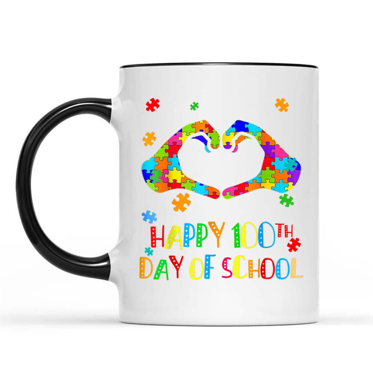 Heart 100th Day Of School Teacher Autism Awareness T-Shirt