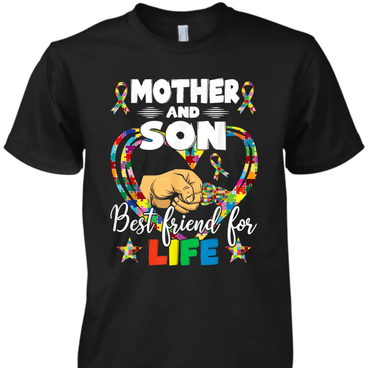 Supportive Women Autism Awareness Mother And Son T-Shirt