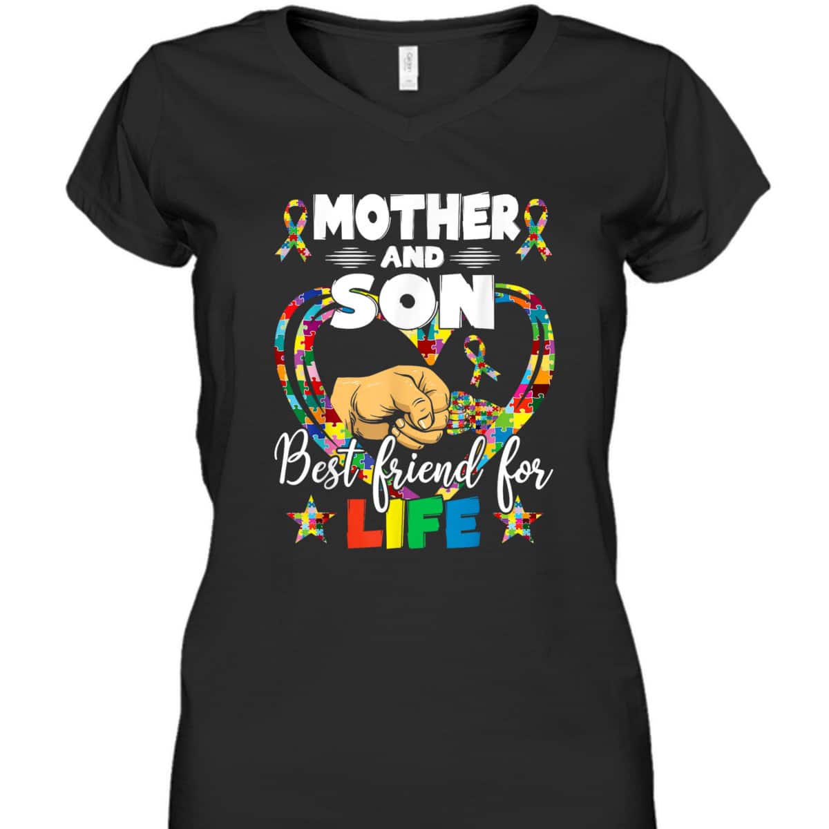 Supportive Women Autism Awareness Mother And Son T-Shirt