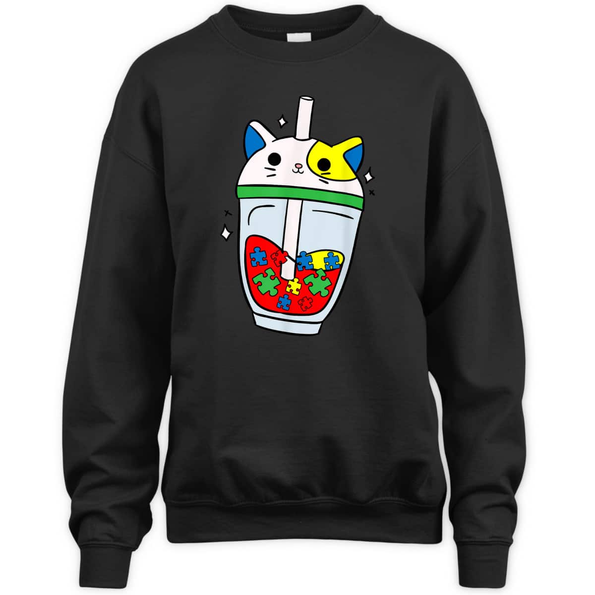 Cat Bubble Tea Autism Awareness Cute Puzzle Piece T-Shirt Cat Bubble Tea Autism Awareness Cute Puzzle Piece T-Shirt