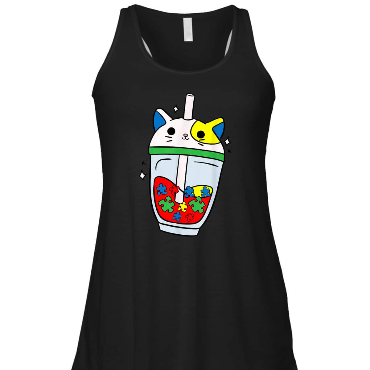 Cat Bubble Tea Autism Awareness Cute Puzzle Piece T-Shirt Cat Bubble Tea Autism Awareness Cute Puzzle Piece T-Shirt
