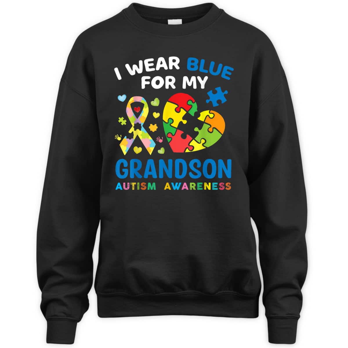 I Wear Blue For My Grandson Autism Awareness Grandma Grandpa T-Shirt I Wear Blue For My Grandson Autism Awareness Grandma Grandpa T-Shirt