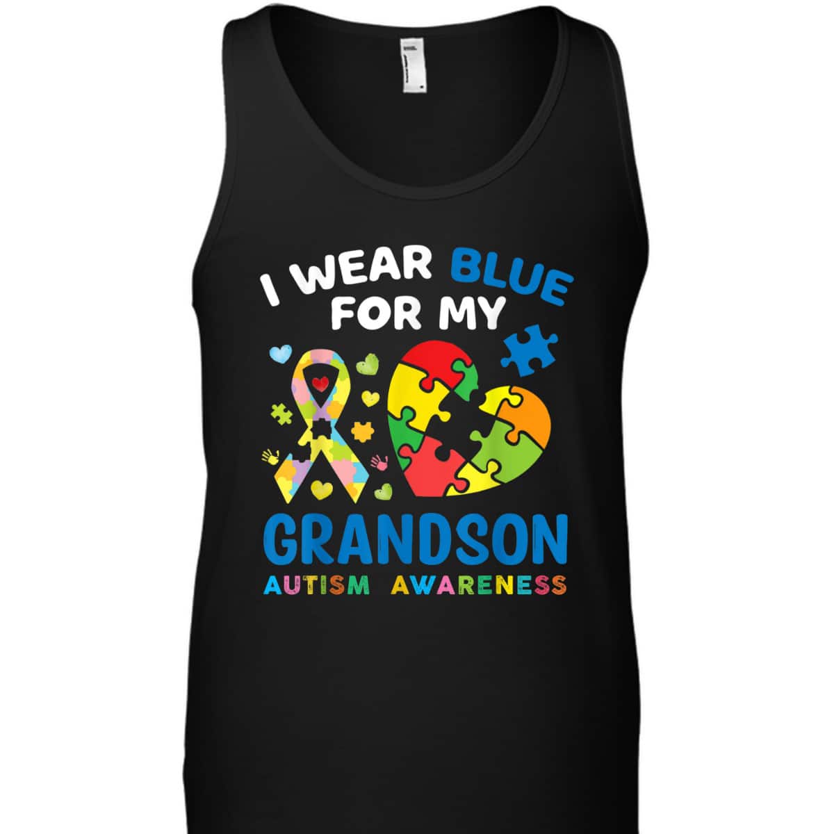I Wear Blue For My Grandson Autism Awareness Grandma Grandpa T-Shirt I Wear Blue For My Grandson Autism Awareness Grandma Grandpa T-Shirt