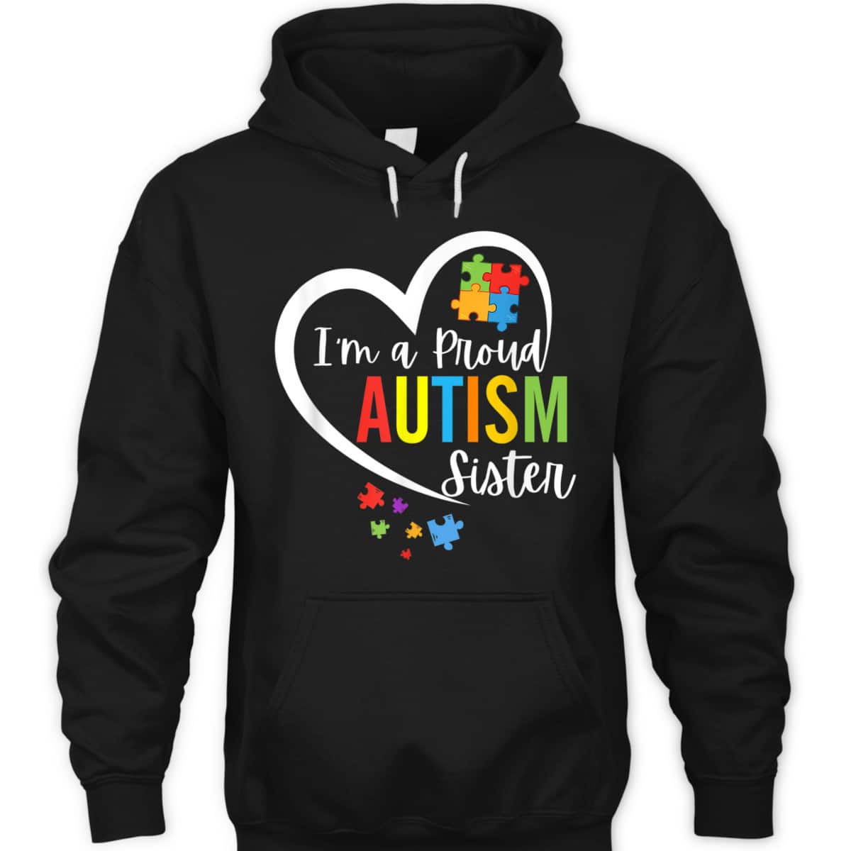 I'm A Proud Autism Sister Love Heart&nbsp;Autism Awareness Puzzle T-Shirt