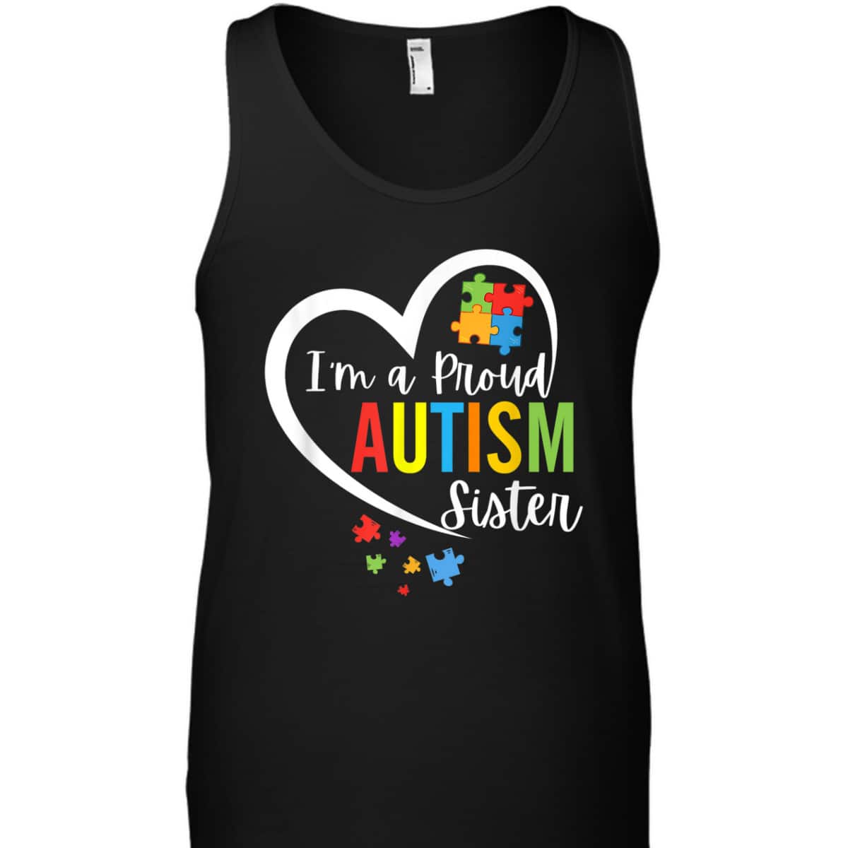 I'm A Proud Autism Sister Love Heart&nbsp;Autism Awareness Puzzle T-Shirt