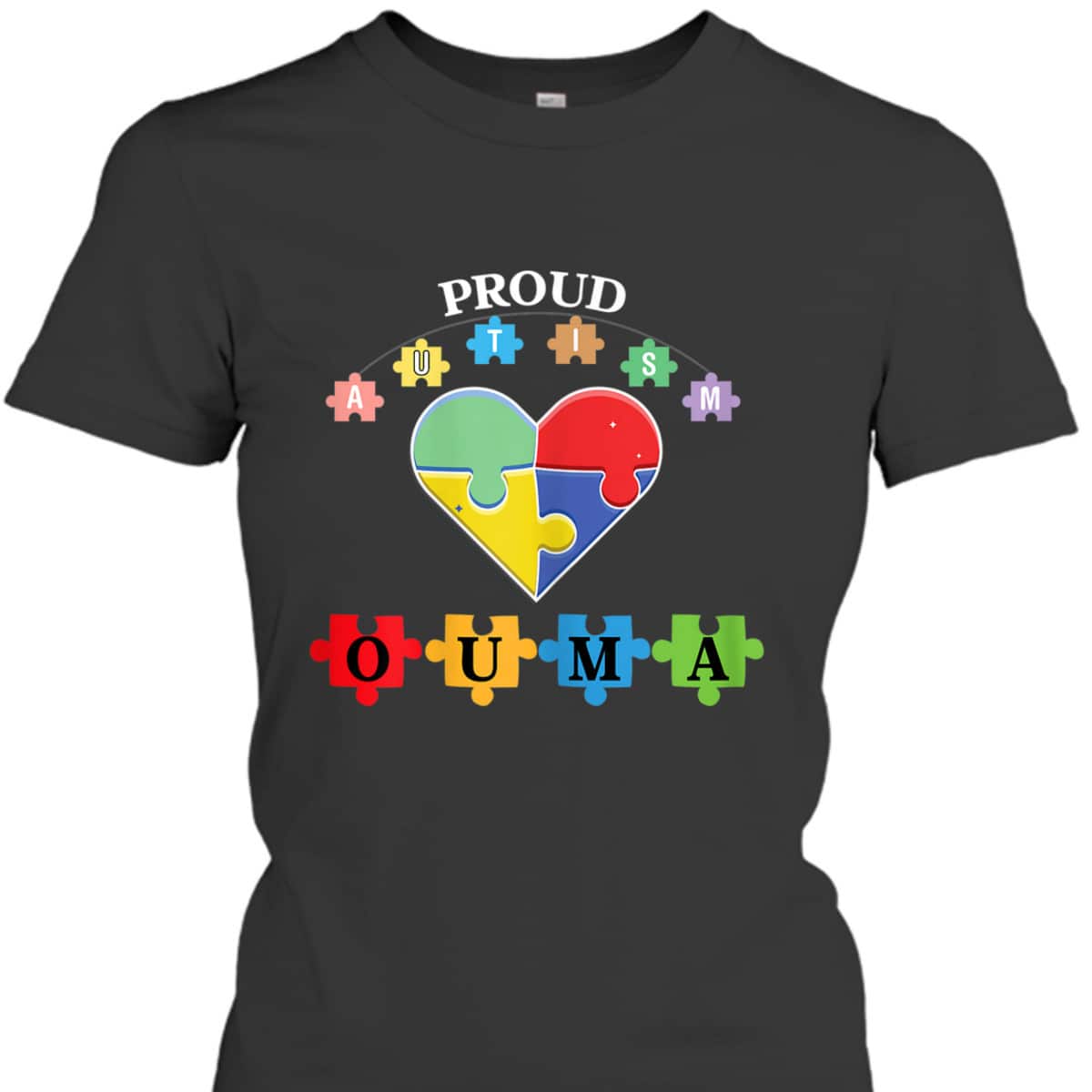 Womens Proud Autism Ouma Family Matching Autism Awareness Gift T-Shirt