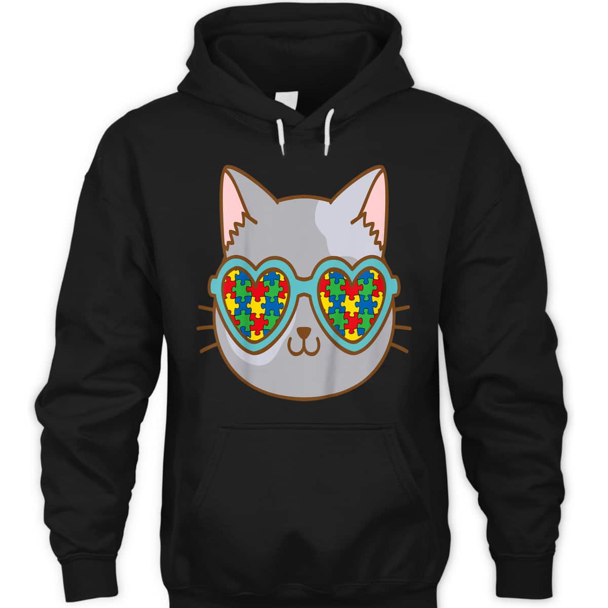 Kids Cat With Sunglasses Autism Awareness Kitten Puzzle Piece T-Shirt Kids Cat With Sunglasses Autism Awareness Kitten Puzzle Piece T-Shirt