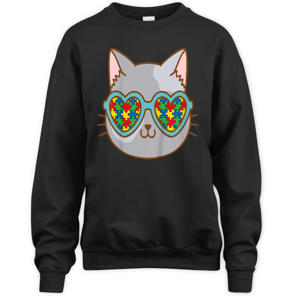 Kids Cat With Sunglasses Autism Awareness Kitten Puzzle Piece T-Shirt Kids Cat With Sunglasses Autism Awareness Kitten Puzzle Piece T-Shirt