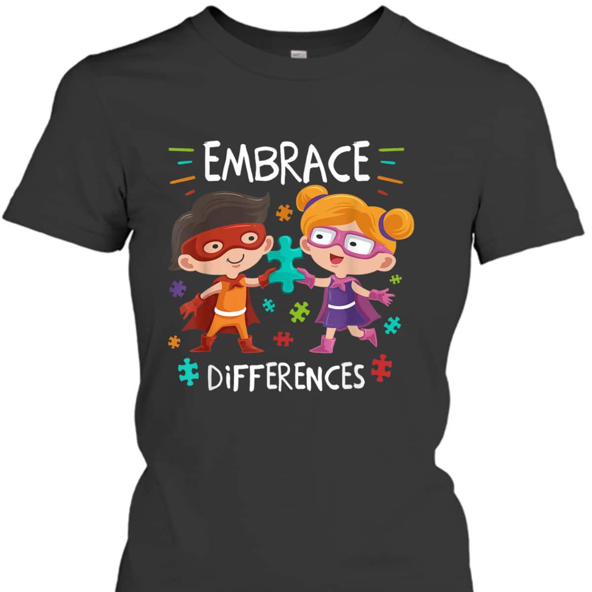 Autism Awareness Superheroes Embrace Differences Gift T-Shirt