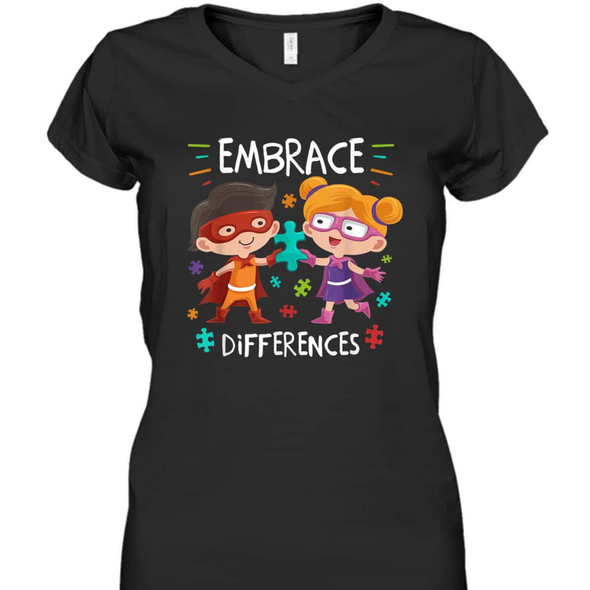 Autism Awareness Superheroes Embrace Differences Gift T-Shirt