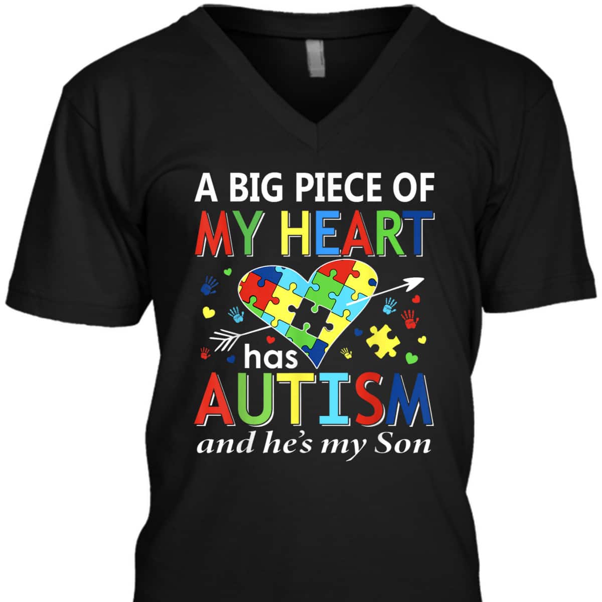 Autistic Boy Piece My Heart Has Autism He's My Son Mom Dad T-Shirt