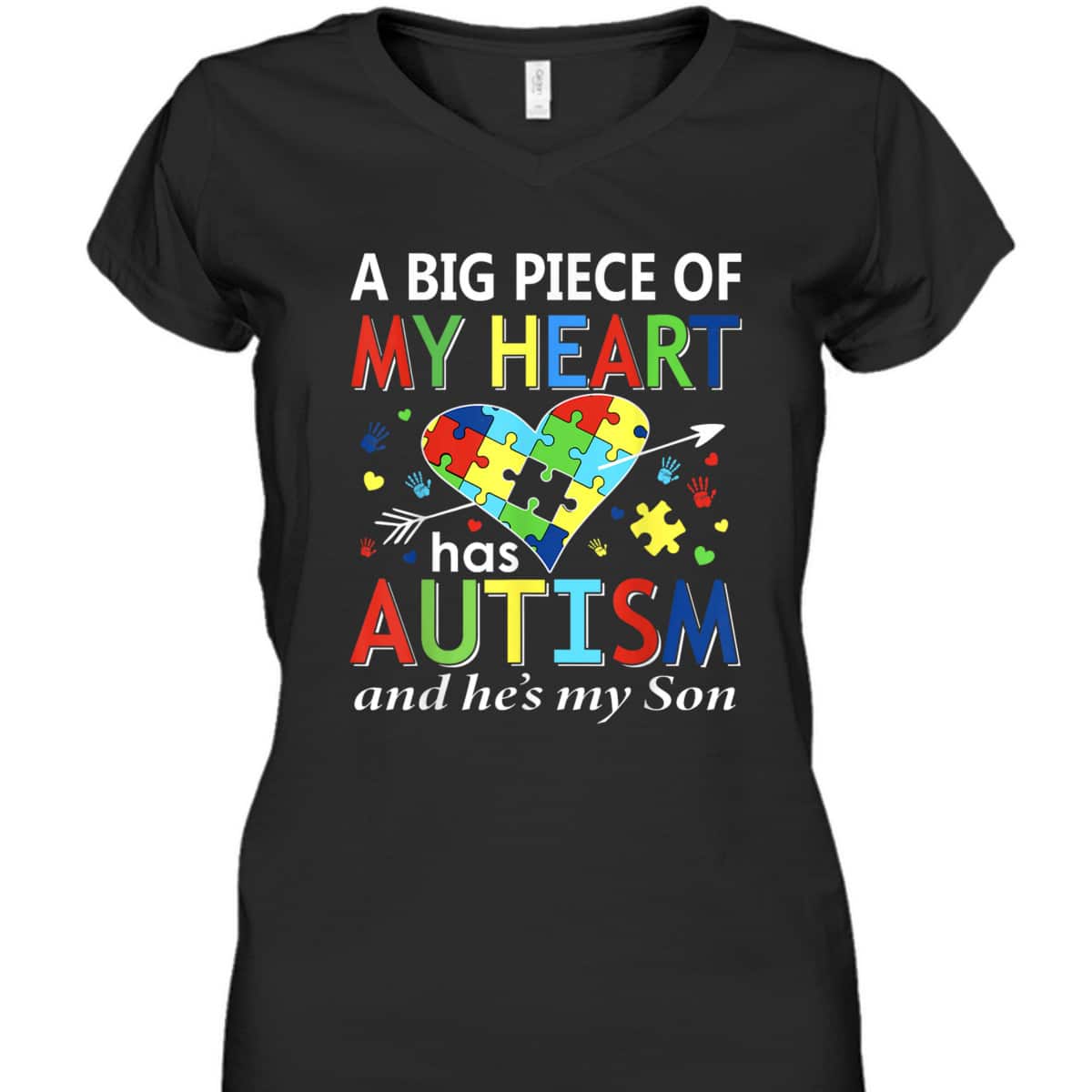 Autistic Boy Piece My Heart Has Autism He's My Son Mom Dad T-Shirt